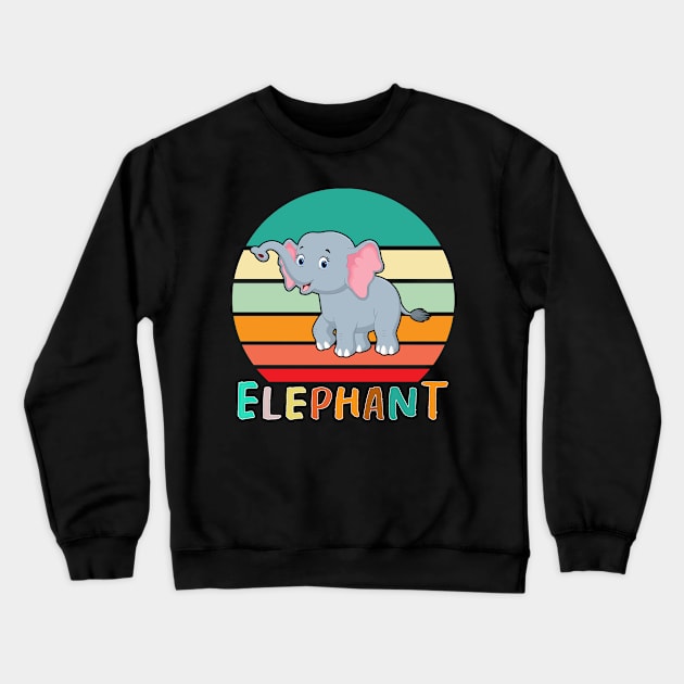 Vintage Retro Elephant Crewneck Sweatshirt by adrinalanmaji